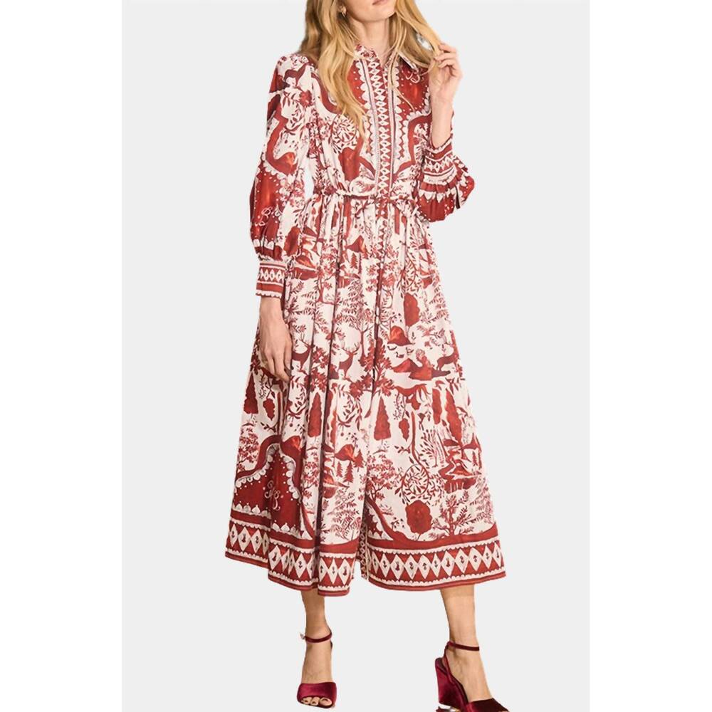 NEW HUNTER BELL rosie midi dress in central park toile - Picture 2 of 4